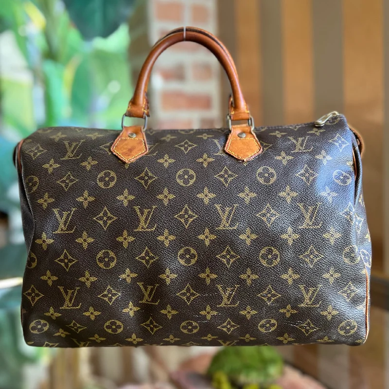 LOUIS VUITTON Speedy 35 Brown Monogram Canvas Satchel Bag