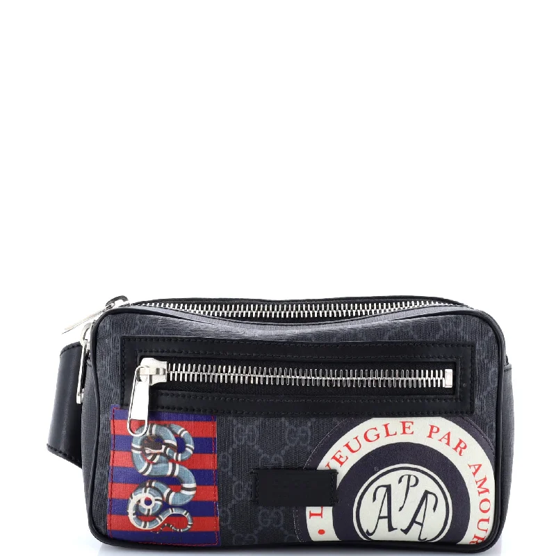 Night Courrier Waist Bag GG Coated Canvas with Applique