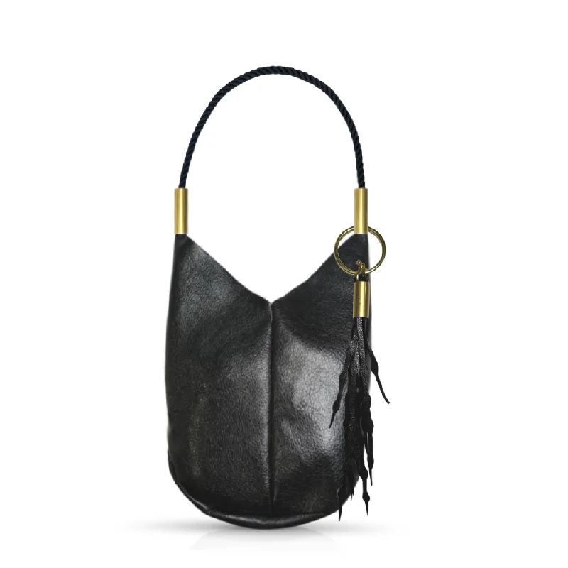 Mermaid Purse | in Black Metallic Leather