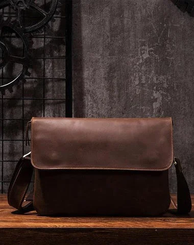 Cool Leather Mens Small Side Bag 11inch Clutch Purse Bag Messenger Bag for Men