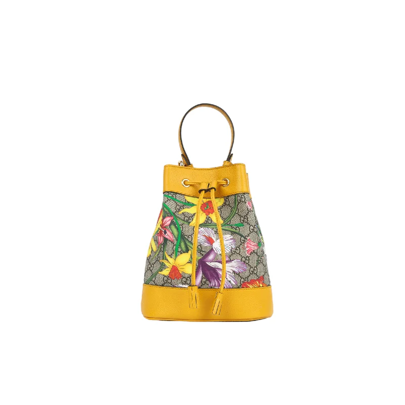 Gucci Ophidia Bucket Bag - Flora Canvas / Yellow (NWT)