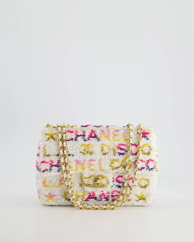 & CURRENT SEASON* Chanel Cruise 2024 White, Yellow, Pink and Blue Sequin Small Flap Bag with Gold Hardware