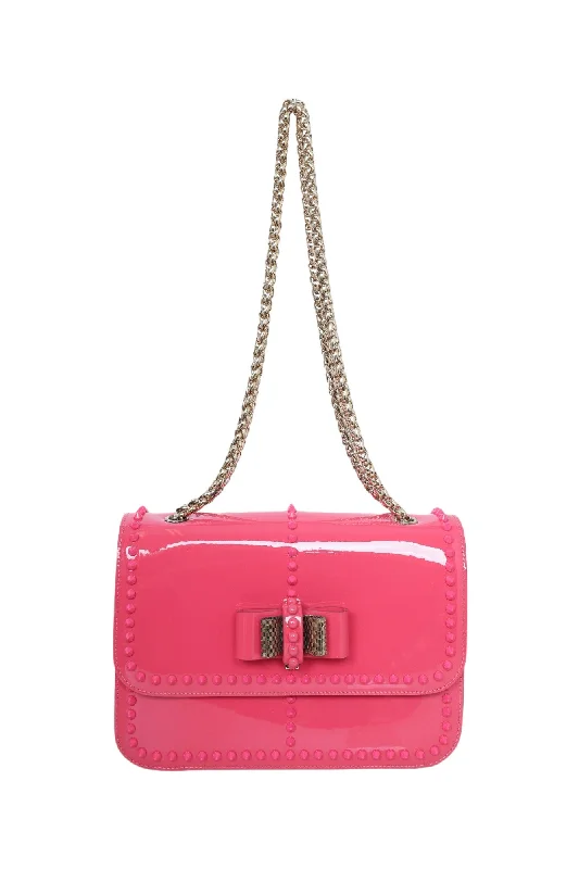 Christian Louboutin Pink Patent Leather Studded Sweet Charity Shoulder Bag