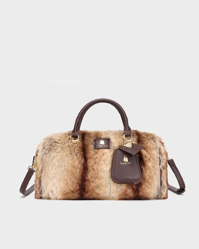 Faux Chinchilla Purse in Coffee Brown