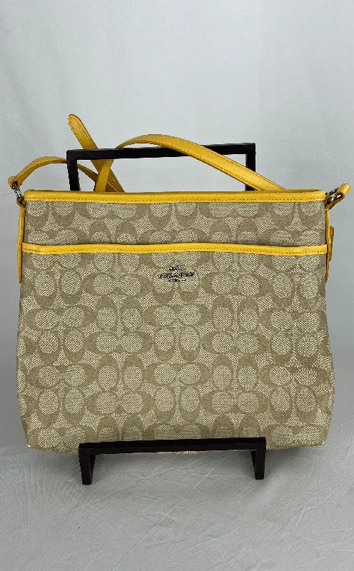 COACH File Bag Crossbody Shoulder Bag Signature Light Khaki Beige Yellow