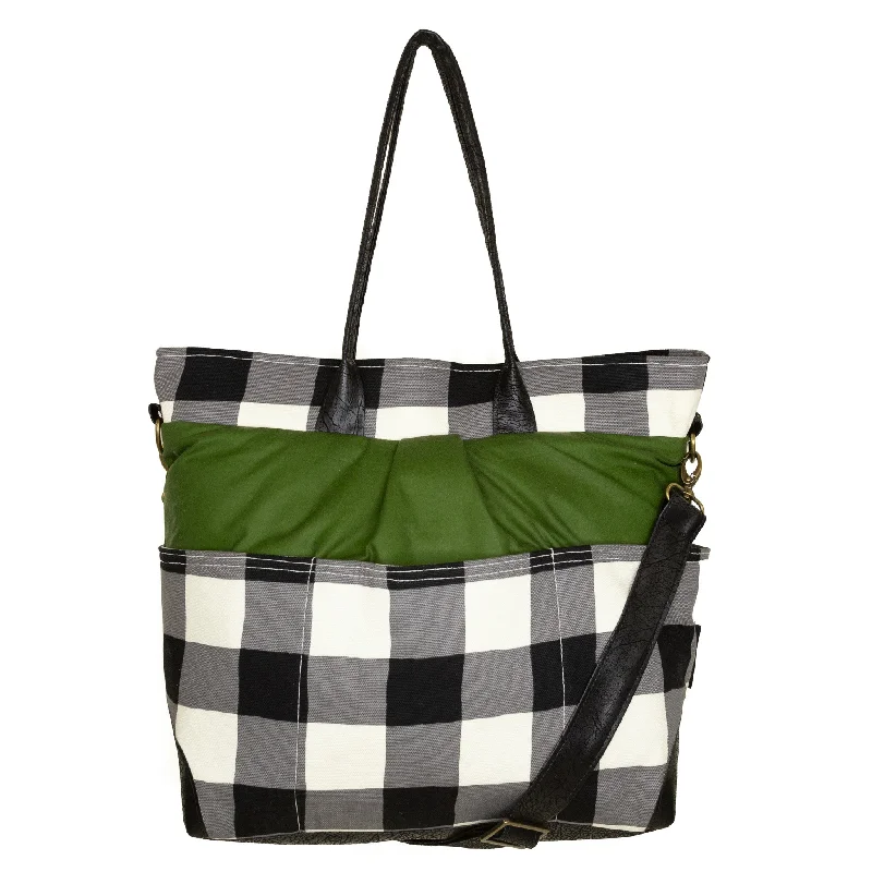 Phoebe Premier: Designer's Closet Black Check/Lemongrass Waxed Canvas