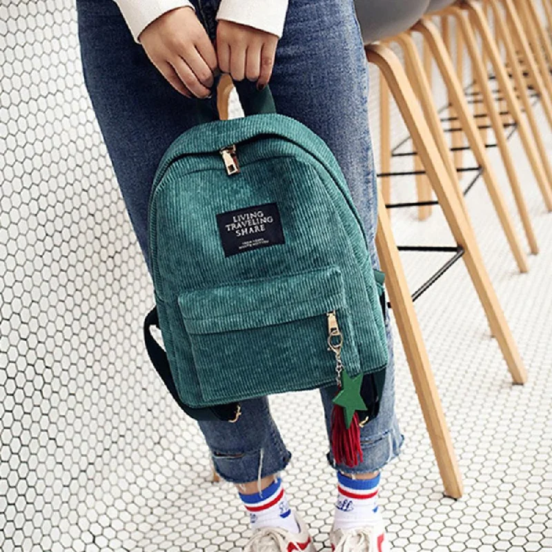 Fashion Corduroy Soft Fabric Backpack