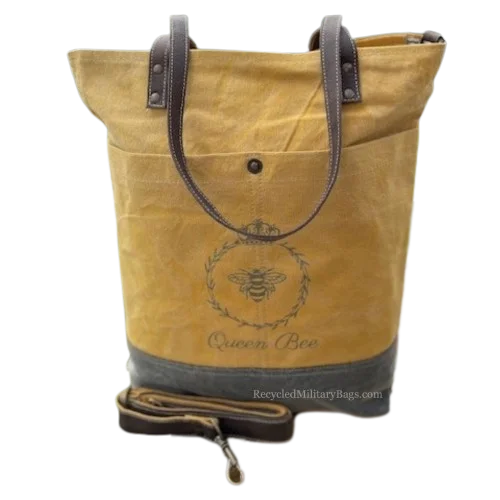 NEW Queen Bee Sustainable Canvas Purse Travel Tote or Weekender Bag