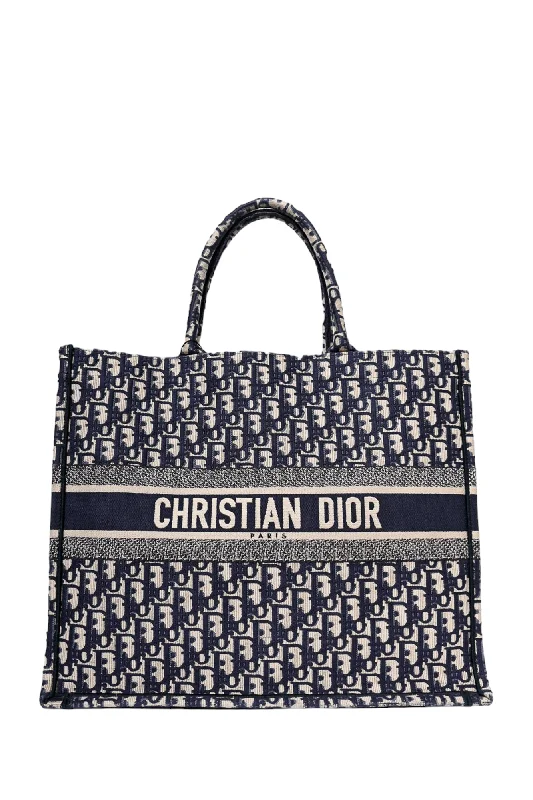 Christian Dior 2018 Blue/White Canvas Oblique Book Tote