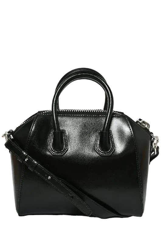 Givenchy Black Leather Small Antigona Top Handle with Strap