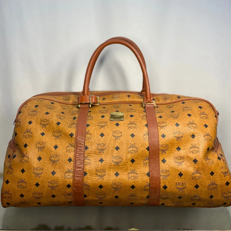 MCM Cognac Visetos Monogram Canvas Duffle Bag