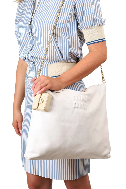 Miu Miu White Leather Softy Shoulder Bag