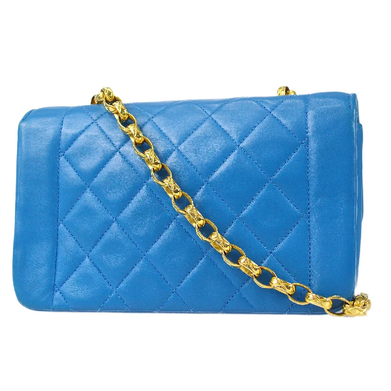 CHANEL * 1989-1991 Border Flap Mini Blue Lambskin 78426