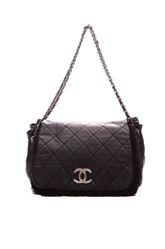 Quilted Fur Flap Bag