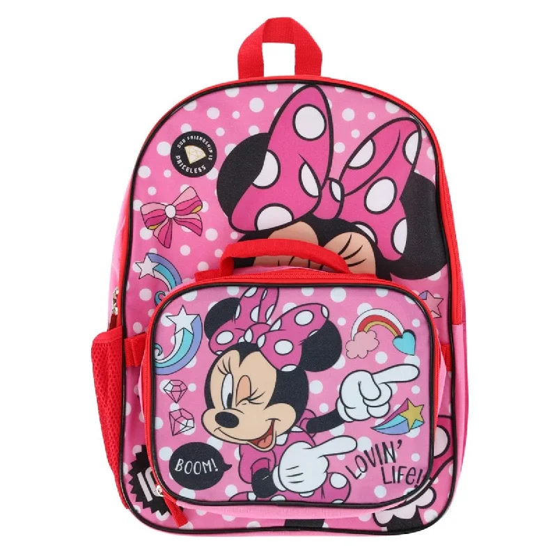 U.P.D., INC Girls Minnie Mouse 16 Inch Backpack with Lunch bag Set