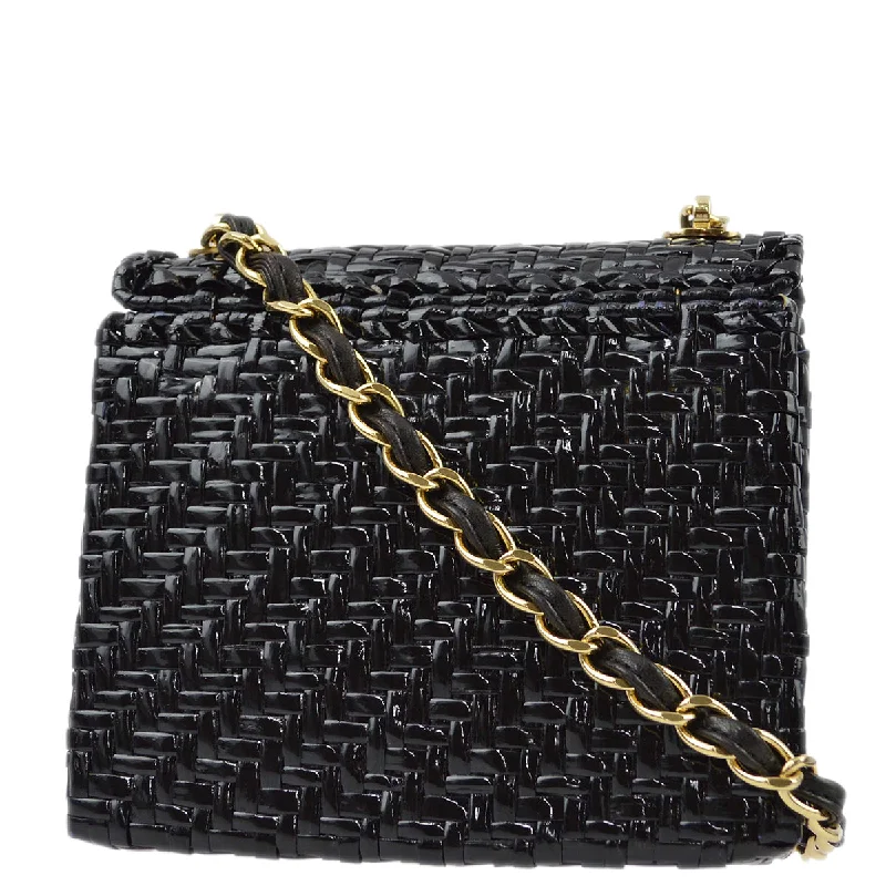 Chanel * 2000-2001 Black Rattan Mini Classic Square Flap Bag 17