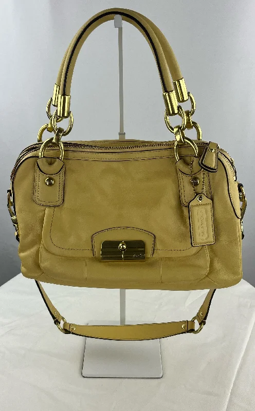 Coach Kristin Buttercup Leather Double Zipper Satchel Shoulder Bag Purse F22304