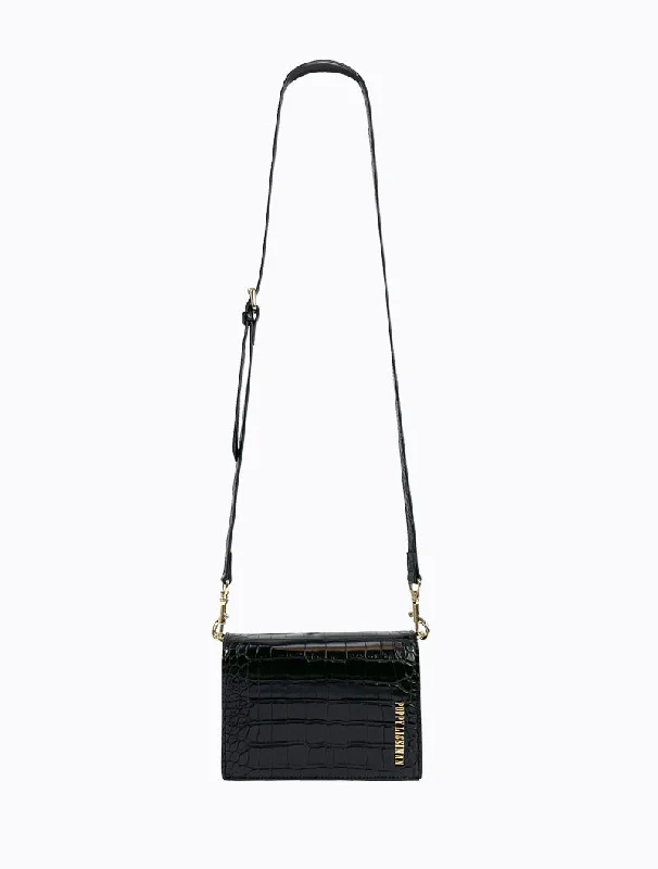 Felipe Flap Bag - Black Croc