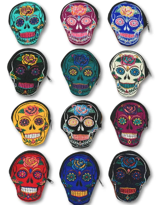 24 PACK Embroidered Skull Coin Purse, Only $3.75 ea!