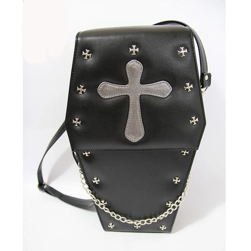 Punk Goth Style Women's Coffin Shape Black Backpack