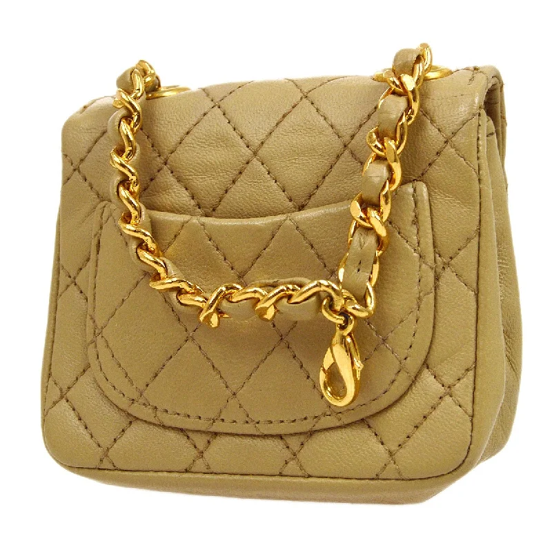 Chanel 1989 Beige Lambskin Micro Classic Flap Belt Bag