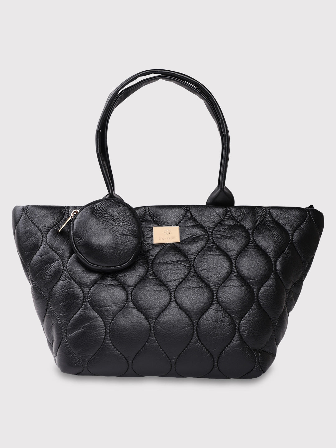 Caprese Briar Abstract Black Faux Leather Medium Tote Handbag