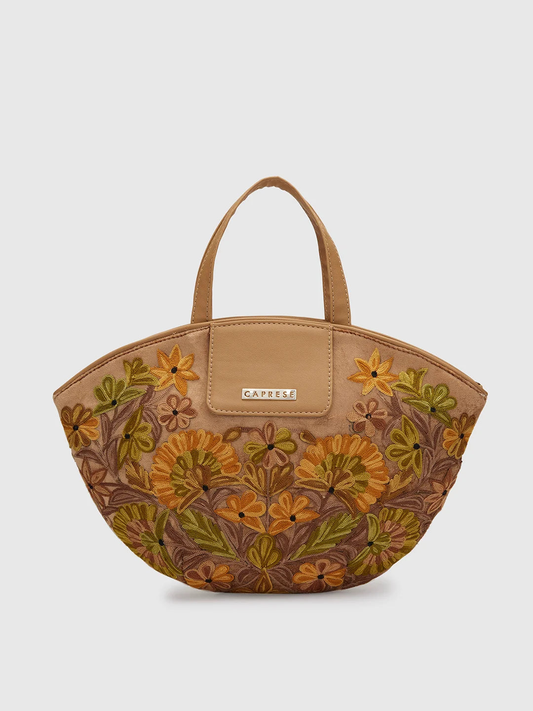 Caprese Tresna Embroidery Tote Handbag Fawn