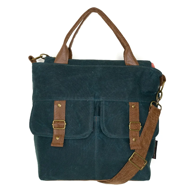 Amber Crossbody Premier: Deep Teal Waxed Canvas