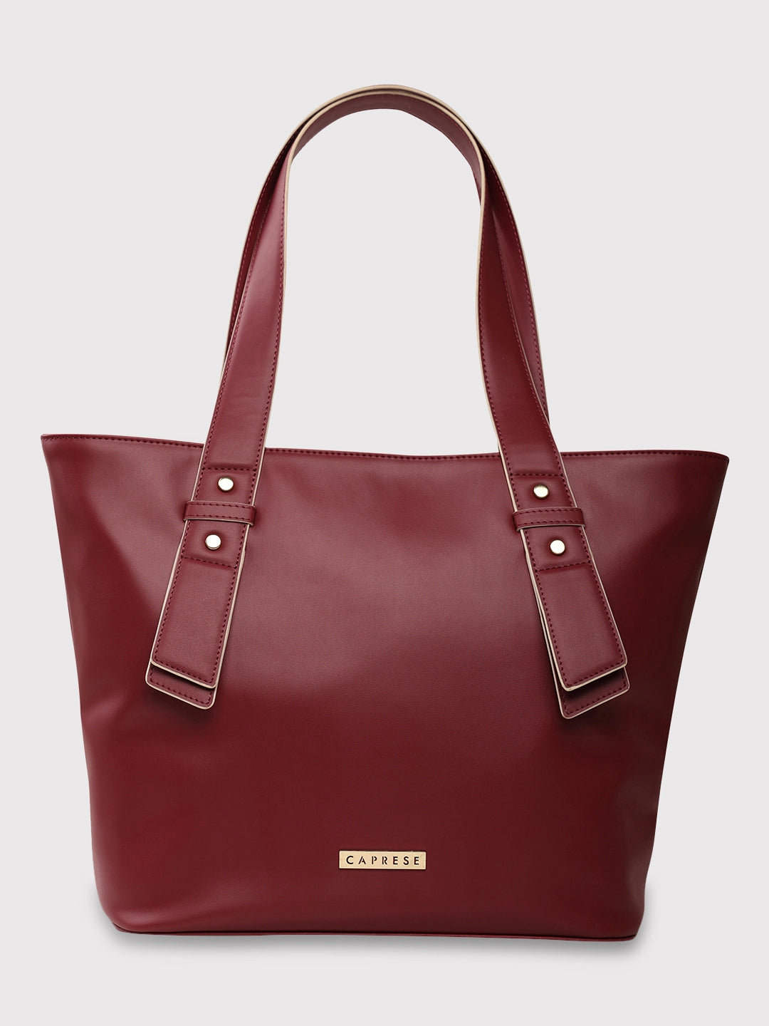 Caprese Amelia Tote Medium Solid Women'S Office Handbag Maroon