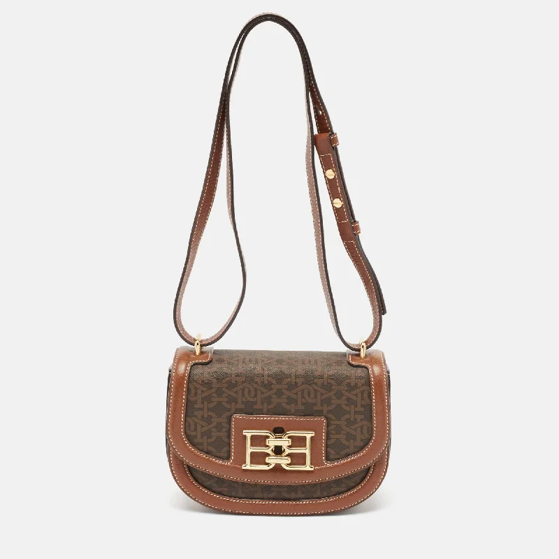 Bally Brown Monogram Coated Canvas And Leather Mini Bailey Crossbody Bag