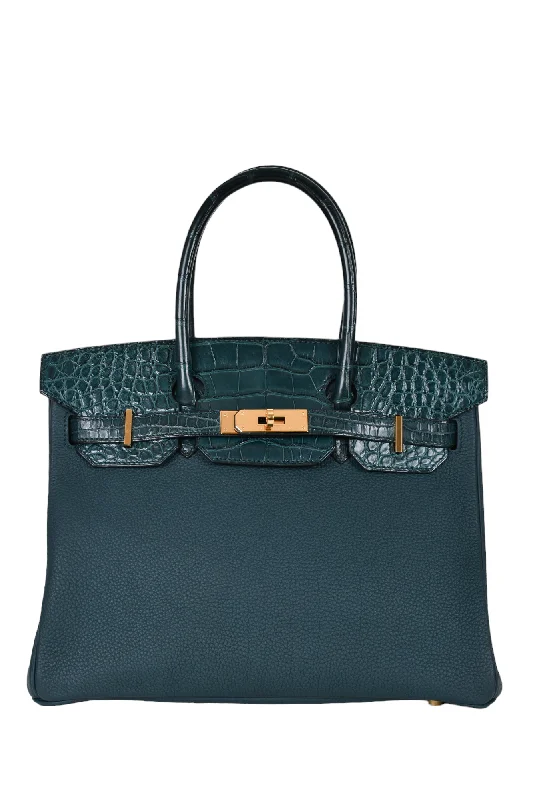 Hermès 2019 Green Vert Cypress Togo Leather Alligator Touch Birkin 30