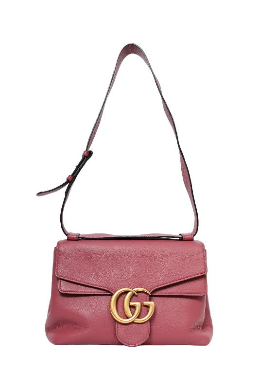 Gucci Rose Pebbled Leather Marmont Shoulder Bag